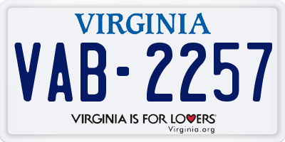 VA license plate VAB2257