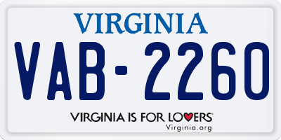 VA license plate VAB2260