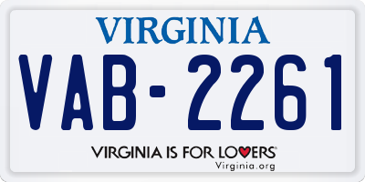 VA license plate VAB2261