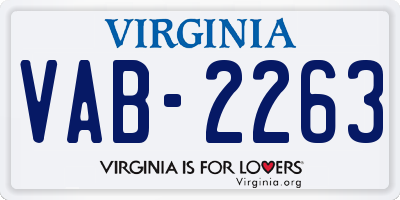 VA license plate VAB2263