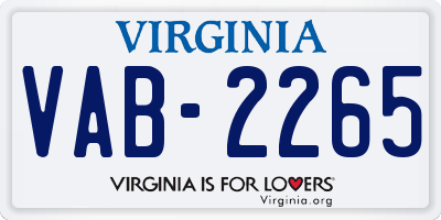 VA license plate VAB2265