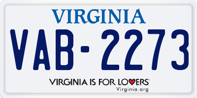 VA license plate VAB2273