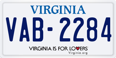 VA license plate VAB2284