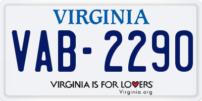 VA license plate VAB2290