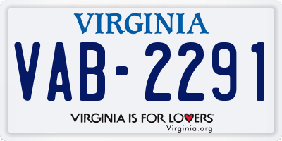 VA license plate VAB2291