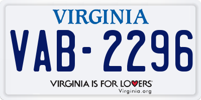 VA license plate VAB2296