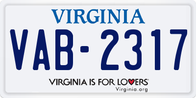 VA license plate VAB2317