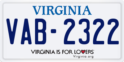 VA license plate VAB2322