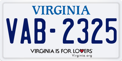 VA license plate VAB2325