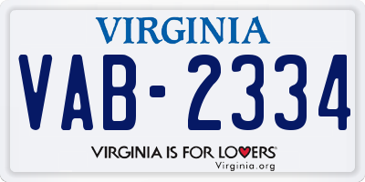 VA license plate VAB2334