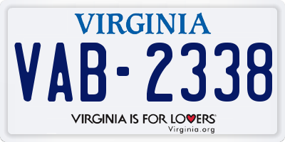 VA license plate VAB2338