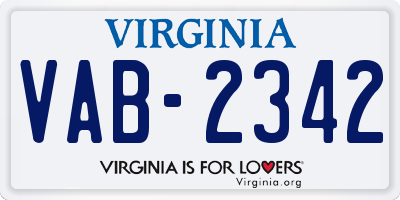 VA license plate VAB2342