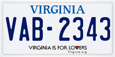 VA license plate VAB2343