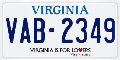 VA license plate VAB2349