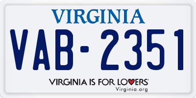 VA license plate VAB2351