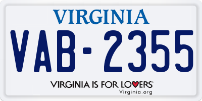 VA license plate VAB2355