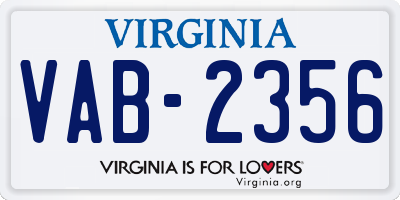 VA license plate VAB2356