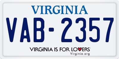 VA license plate VAB2357