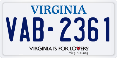 VA license plate VAB2361