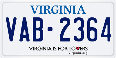 VA license plate VAB2364