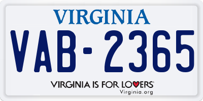 VA license plate VAB2365