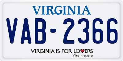 VA license plate VAB2366