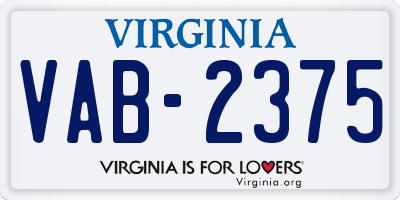 VA license plate VAB2375