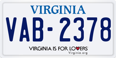 VA license plate VAB2378