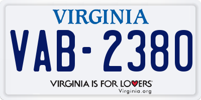 VA license plate VAB2380