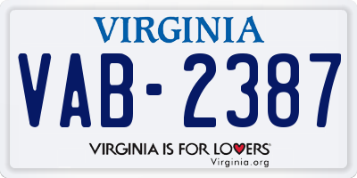 VA license plate VAB2387