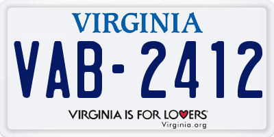 VA license plate VAB2412