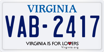 VA license plate VAB2417