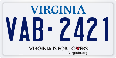 VA license plate VAB2421