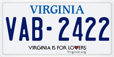 VA license plate VAB2422