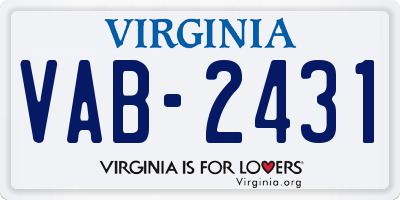 VA license plate VAB2431