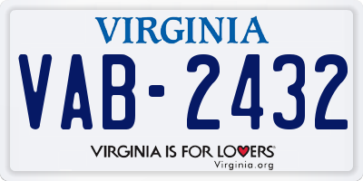 VA license plate VAB2432