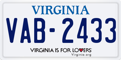 VA license plate VAB2433