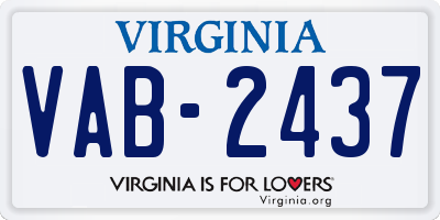 VA license plate VAB2437