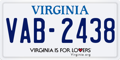 VA license plate VAB2438