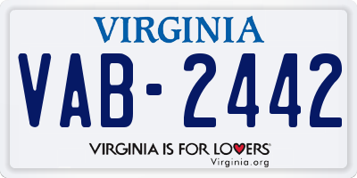 VA license plate VAB2442