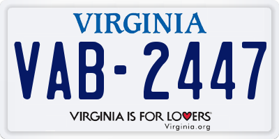 VA license plate VAB2447