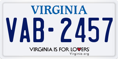 VA license plate VAB2457