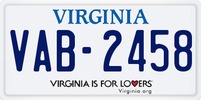 VA license plate VAB2458