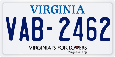 VA license plate VAB2462