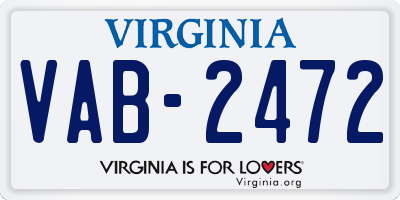 VA license plate VAB2472