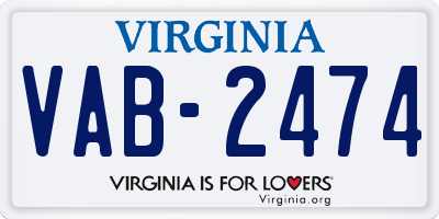 VA license plate VAB2474