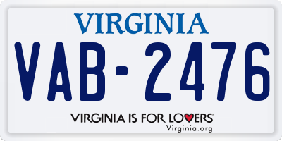 VA license plate VAB2476