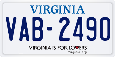 VA license plate VAB2490