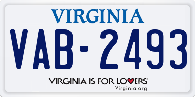 VA license plate VAB2493