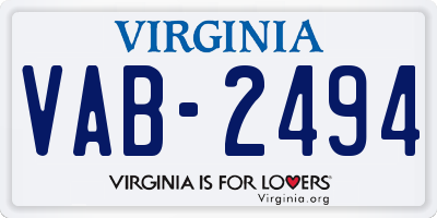 VA license plate VAB2494